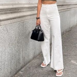 Zara Women's White Wide-Leg Pants